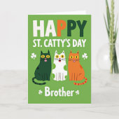 Green Polka Dot Cats Day Card カード (正面)