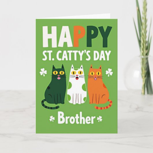 Green Polka Dot Cats Day Card カード (正面)