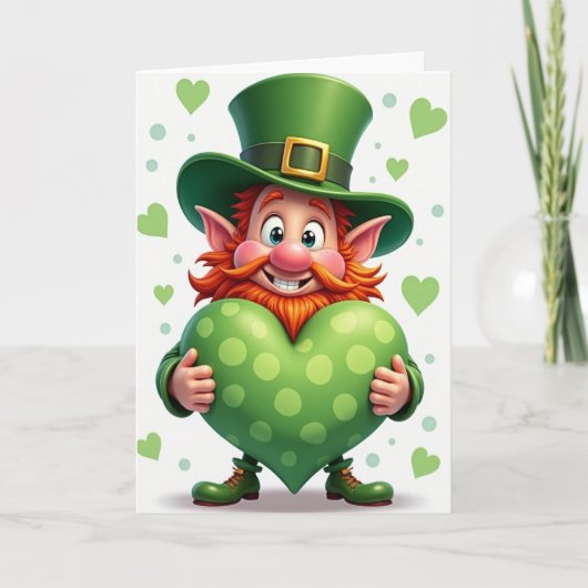 Green Polka Dot Heart Card カード (正面)