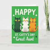 Green Polka Dots Cats Great Aunt Card カード (正面)