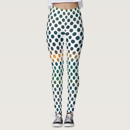 Green Polka Dots Gradient レギンス (正面)