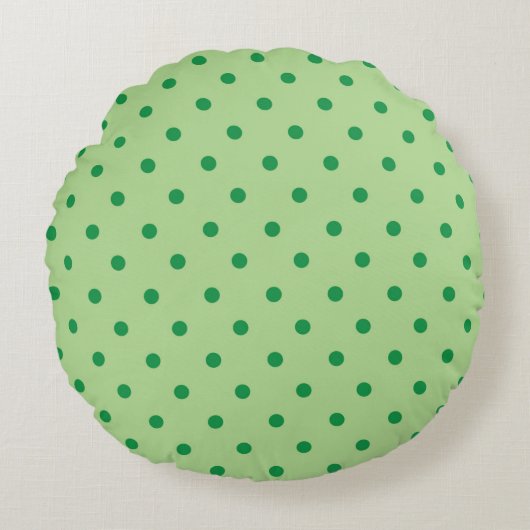Green Polka Dots Round Pillow ラウンドクッション (正面)