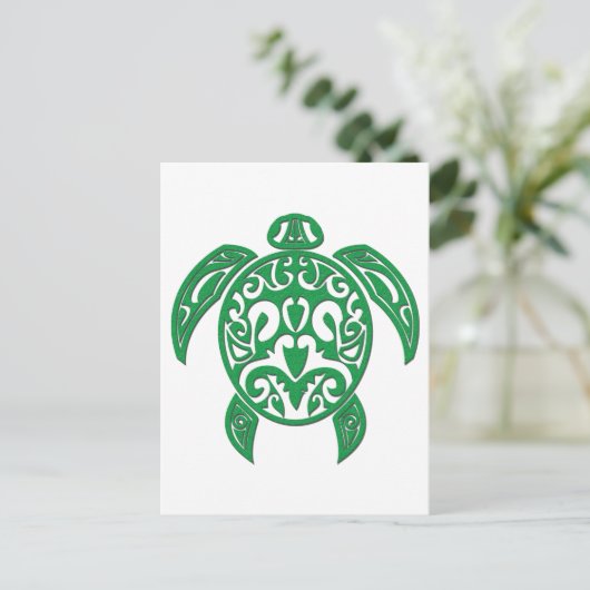 Green Polynesian Sea Turtle ポストカード (スタンド正面)