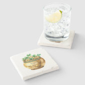 Green Pot of Gold Shamrocks St. Patrick's Day   ストーンコースター (横)