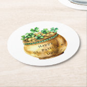 Green Pot of Gold Shamrocks St. Patrick's Day   ラウンドペーパーコースター (アングル)