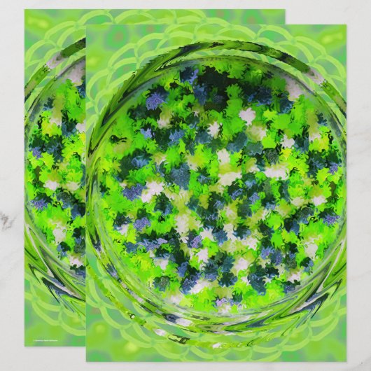 Green Potpourri Scrapbook Paper 2-Sided Page (正面/裏面)