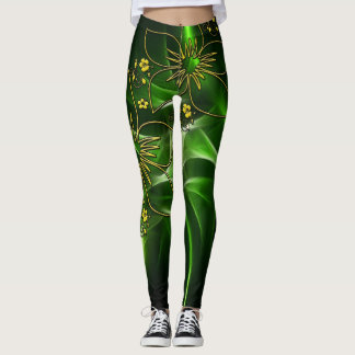 Green Printed Leggings – Stylish Comfort  レギンス