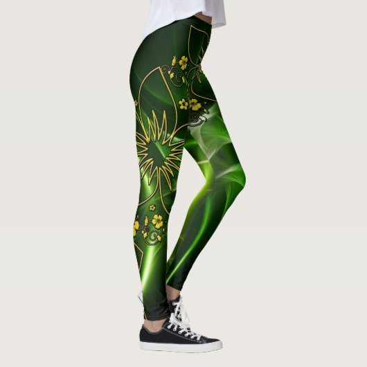 Green Printed Leggings – Stylish Comfort  レギンス (右)
