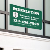 Green Promotional Business Banner with Logo 横断幕 (ビルの外側)