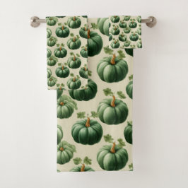 Green Pumpkin Autumn Home Design Throw Pillow バスタオルセット