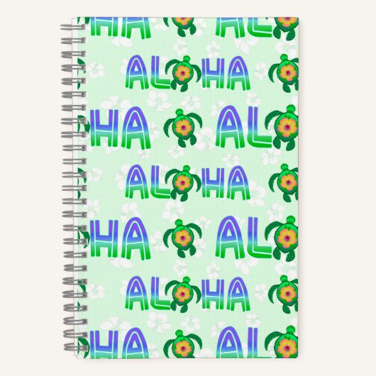 Green Purple Aloha Hawaiian Tropical Turtle ノートブック (正面)