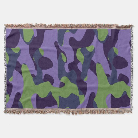 Green Purple and Blue Camo abstract スローブランケット (正面)
