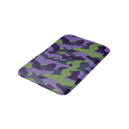 Green Purple and Blue Camo abstract バスマット
