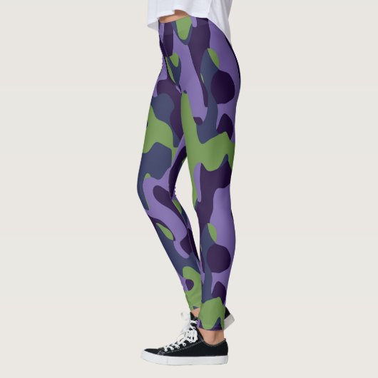 Green Purple and Blue Camo abstract レギンス (左)