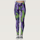 Green Purple and Blue Camo abstract レギンス (正面)