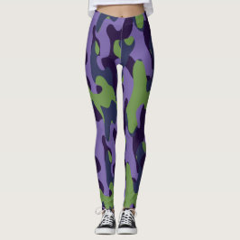 Green Purple and Blue Camo abstract レギンス