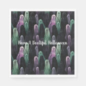 Green Purple Black Ghosts Bootiful Halloween スタンダードランチョンナプキン (正面)