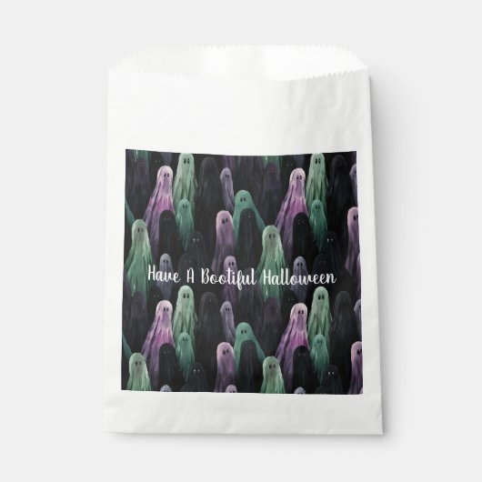Green Purple Black Ghosts Bootiful Halloween フェイバーバッグ (正面)