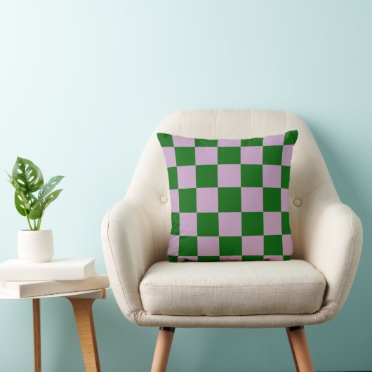 Green Purple Checkerboard Pillow クッション (椅子)