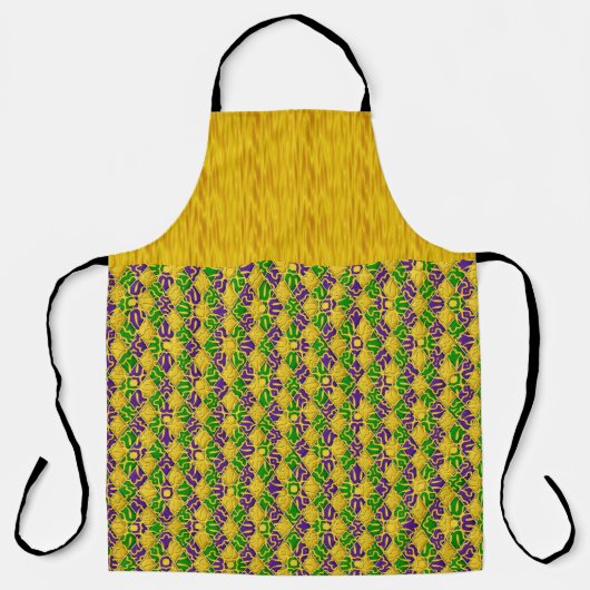 GREEN PURPLE GOLD MARDI GRAS PATTERNS エプロン (正面)