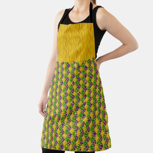 GREEN PURPLE GOLD MARDI GRAS PATTERNS エプロン (インサイチュ)