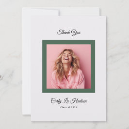 Green Purple Minimal High School Photo Grad サンキューカード