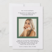 Green Purple Minimal High School Photo Grad サンキューカード (裏面)