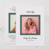 Green Purple Minimal High School Photo Grad サンキューカード (正面/裏面)