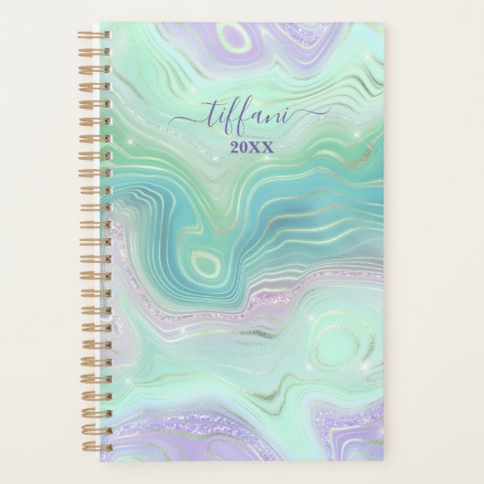 Green Purple Pink Teal Iridiescent Agate Planner プランナー手帳 (正面)