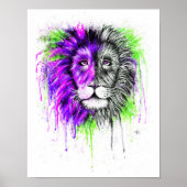 Green & Purple Poster - Lion Print! ポスター (正面)