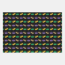 GREEN PURPLE YELLOW MARDI GRAS THEMES ラッピングペーパーシート
