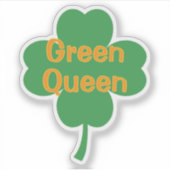 Green Queen 4-Leaf Clover St Patrick's Day シール (正面)