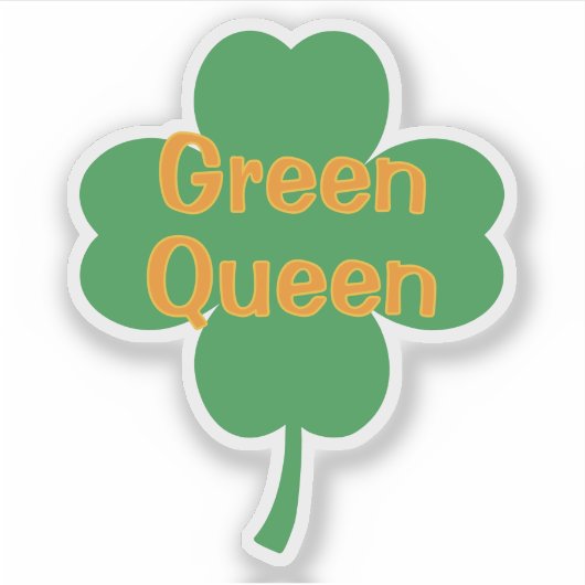 Green Queen 4-Leaf Clover St Patrick's Day シール (正面)