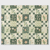 Green Quilt Patchwork Antique Plaid Geometric ラッピングペーパー (フラット)