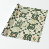 Green Quilt Patchwork Antique Plaid Geometric ラッピングペーパー (アンロールド)