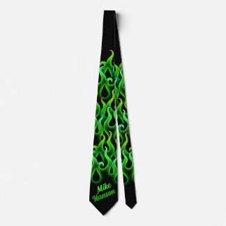 Green Racing Flames Rockabilly ネクタイ