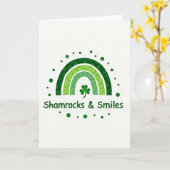 Green Rainbow Dots Pattern Card カード (黄色い花)