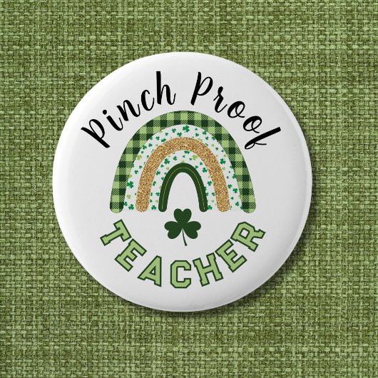 Green Rainbow Pinch Proof Teacher St Patrick's Day 缶バッジ