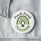 Green Rainbow Pinch Proof Teacher St Patrick's Day 缶バッジ
