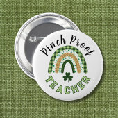 Green Rainbow Pinch Proof Teacher St Patrick's Day 缶バッジ
