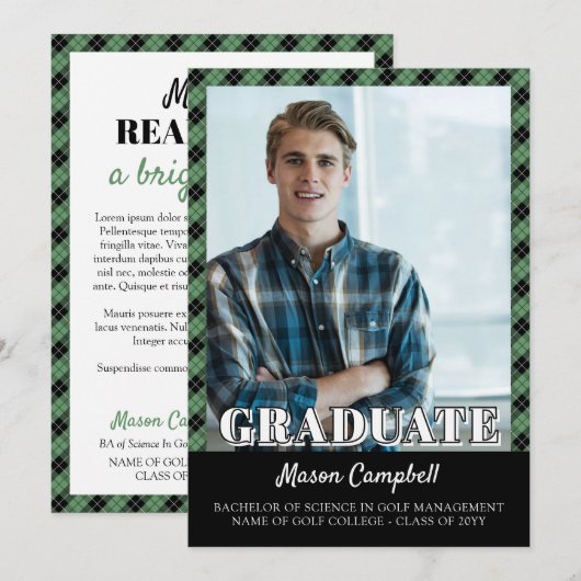 Green Ready Fore Bright Future Golf Graduation 案内状 (正面/裏面)