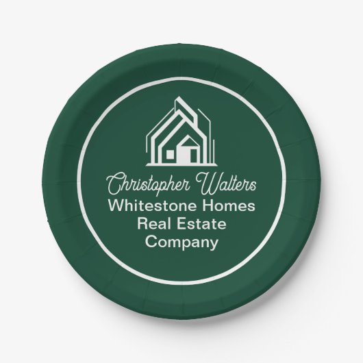 Green Real Estate Company Customized Realtor Party ペーパープレート (正面)