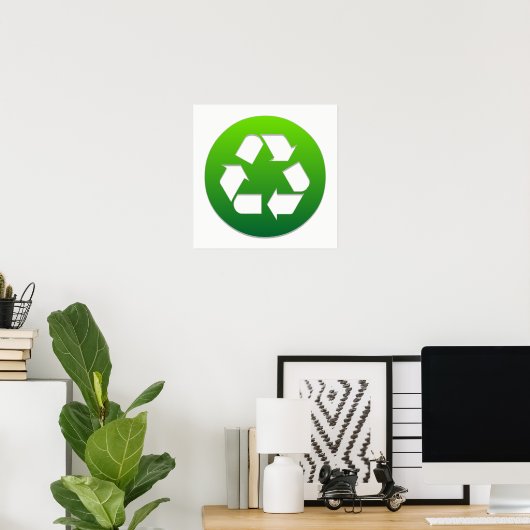 Green Recycling Symbol ポスター (ホームオフィス)