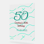 Green red 50 birthday anniversary add name date p アクリルサイン (傾斜)