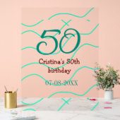 Green red 50 birthday anniversary add name date p アクリルサイン (ウェディング)