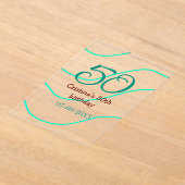 Green red 50 birthday anniversary add name date p アクリル招待状 (レイダウン)