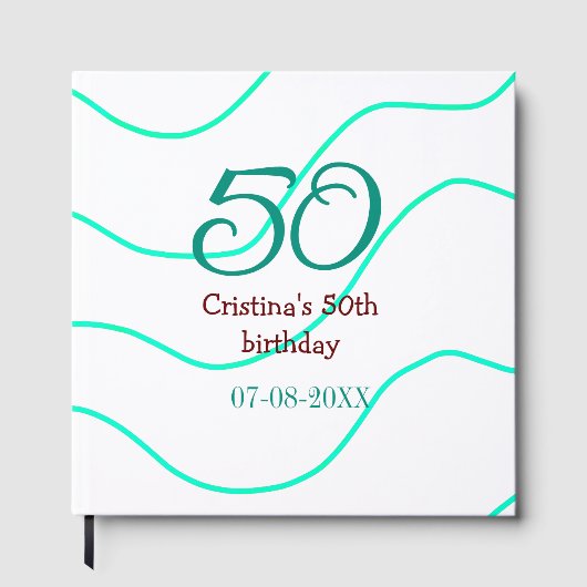 Green red 50 birthday anniversary add name date p ゲストブック (正面)