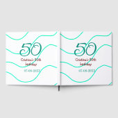 Green red 50 birthday anniversary add name date p ゲストブック (全面)