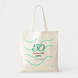 Green red 50 birthday anniversary add name date p トートバッグ