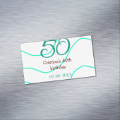 Green red 50 birthday anniversary add name date p マグネット名刺 (インサイチュ)